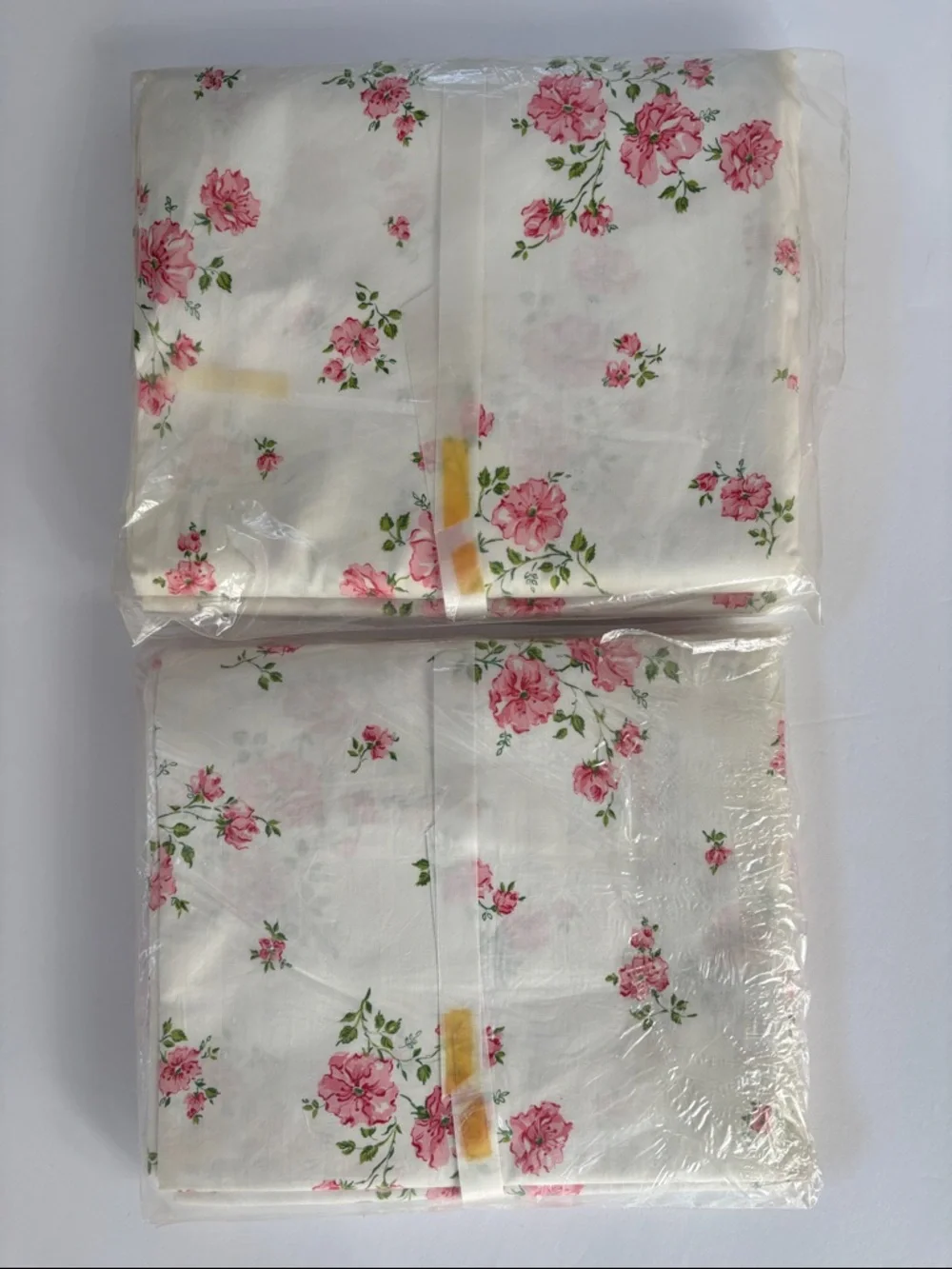 Vintage Penny’s Pencale White Pink Floral Fine Combed (2) Flat Bed Sheets 72x108
